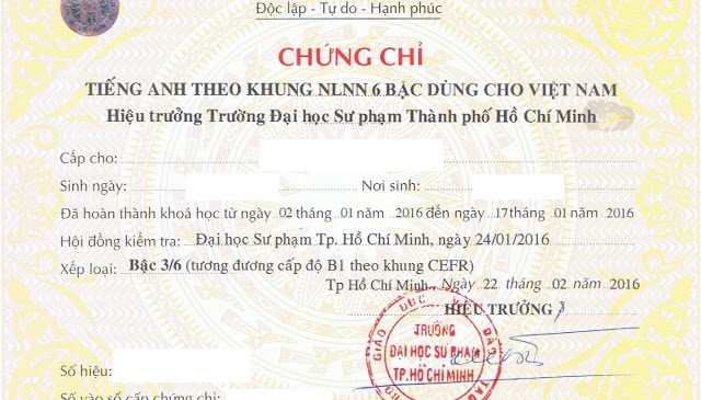 Chứng chỉ Tiếng anh C1