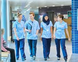 Hình ảnh về Group of nurses in hospital hallway