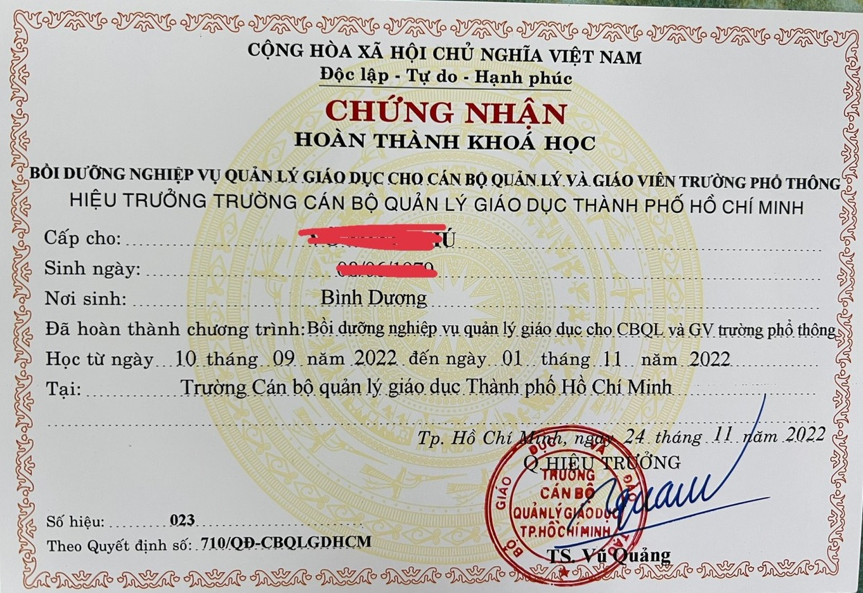 Chứng chỉ quản lý giáo dục mầm non