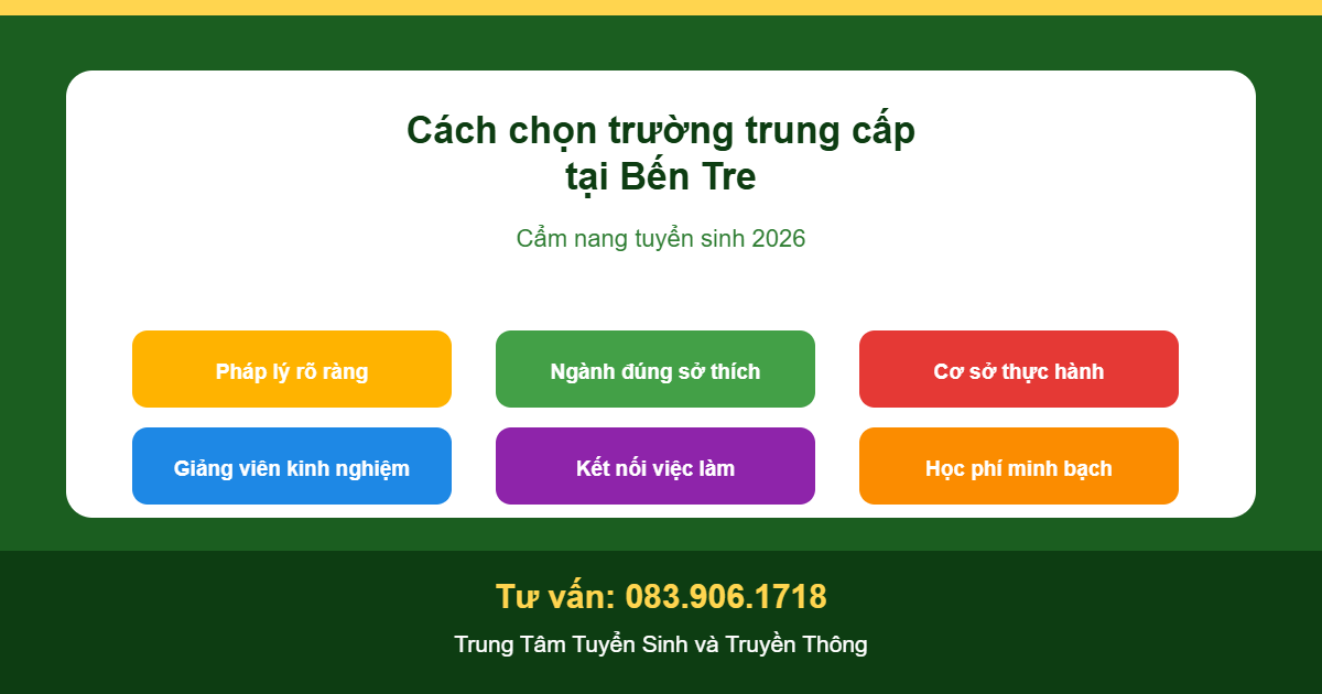 Cách chọn trường trung cấp tại Bến Tre 2026