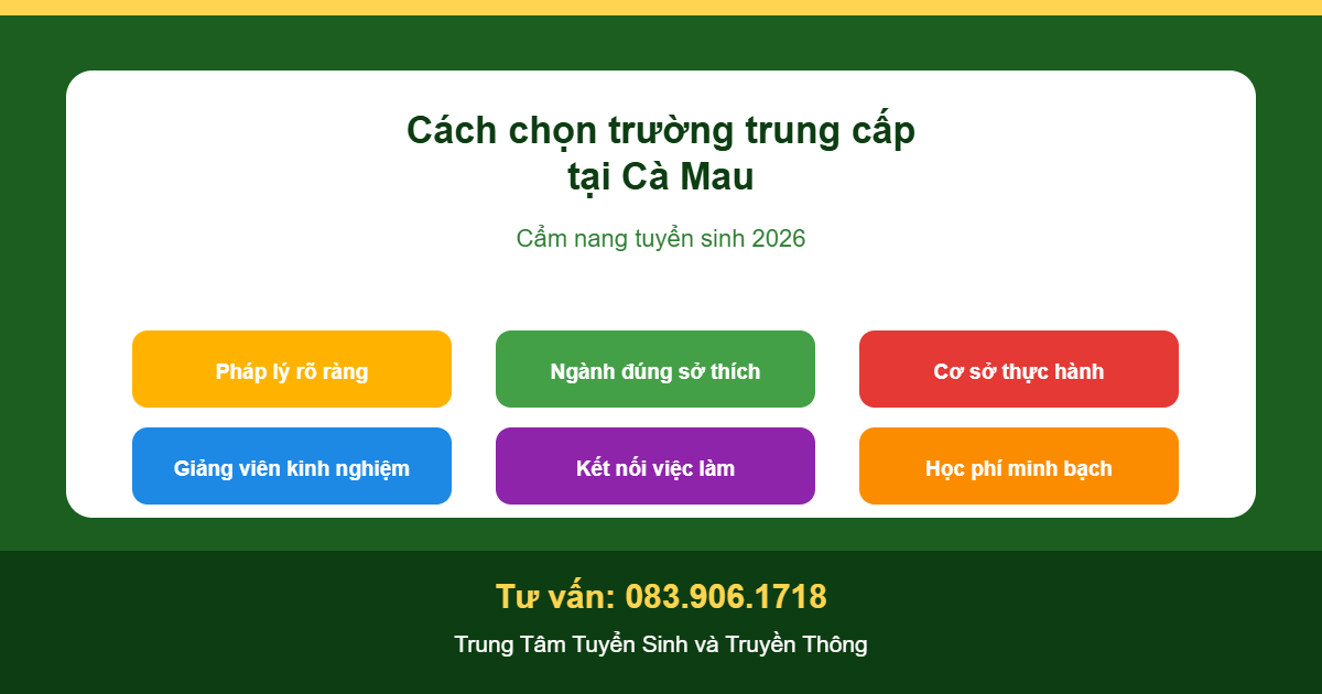 Cách chọn trường trung cấp tại Cà Mau 2026