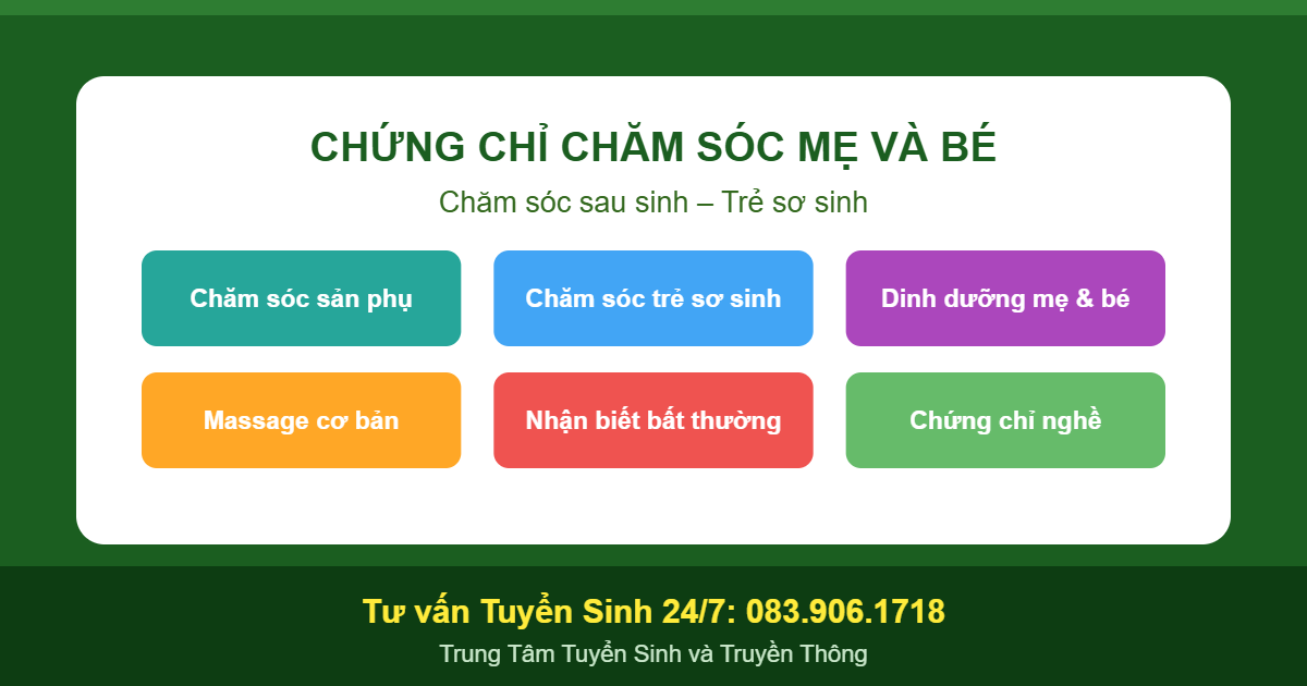 Chứng chỉ Chăm sóc mẹ và bé - Chăm sóc sau sinh