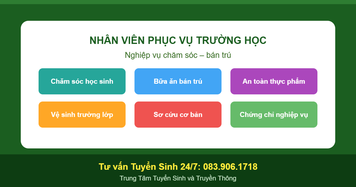 Chứng chỉ Nhân viên phục vụ trường học - Nghiệp vụ bán trú
