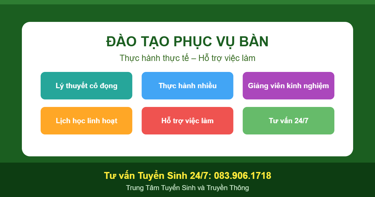 Đào tạo nghiệp vụ phục vụ bàn tại An Giang