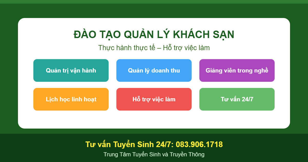 Đào tạo nghiệp vụ quản lý khách sạn tại TP. Hồ Chí Minh