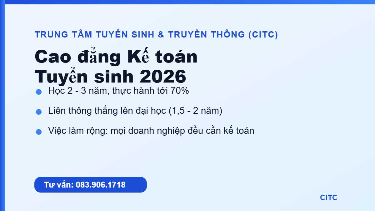 Cao đẳng kế toán tuyển sinh 2026
