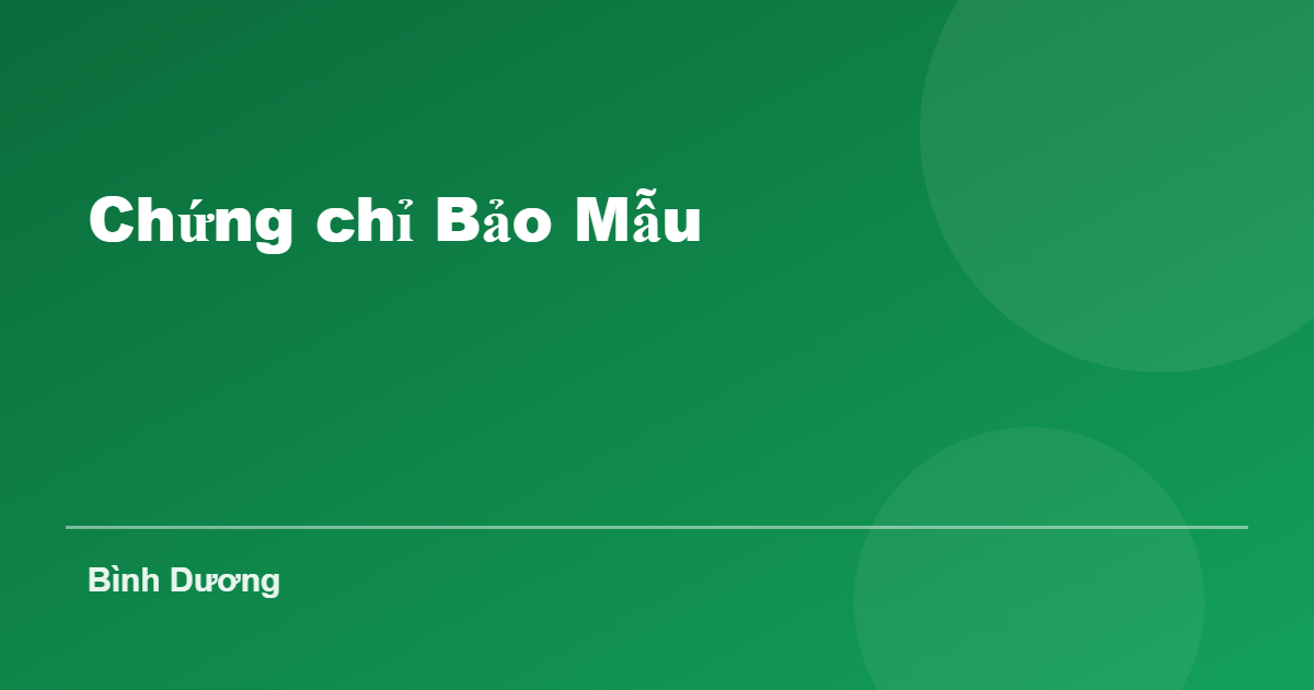 Chứng chỉ Bảo Mẫu tại Bình Dương