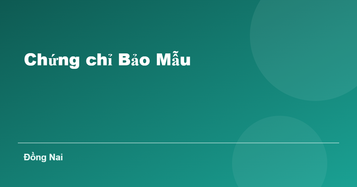 Chứng chỉ Bảo Mẫu tại Đồng Nai