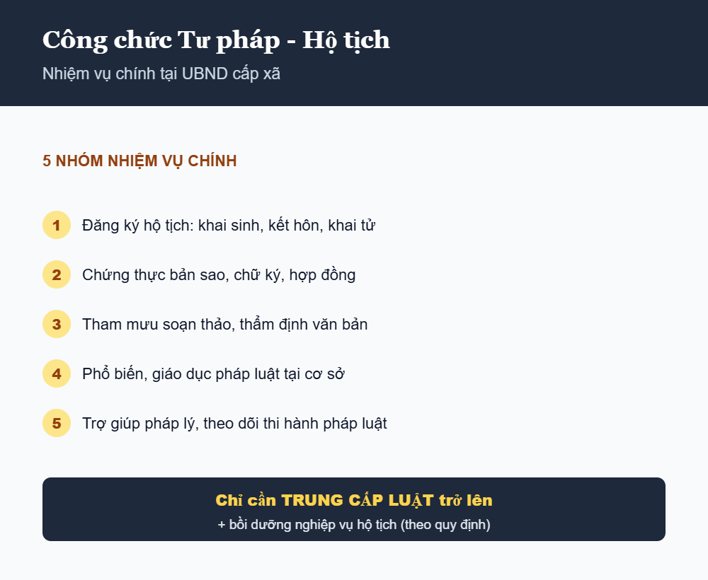 Nhiệm vụ chính của công chức tư pháp hộ tịch cấp xã