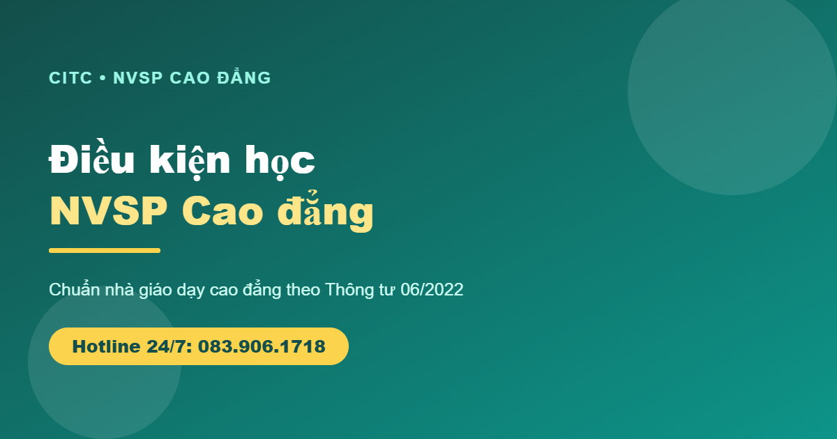 Điều kiện học Nghiệp vụ Sư phạm Cao đẳng mới nhất 2026