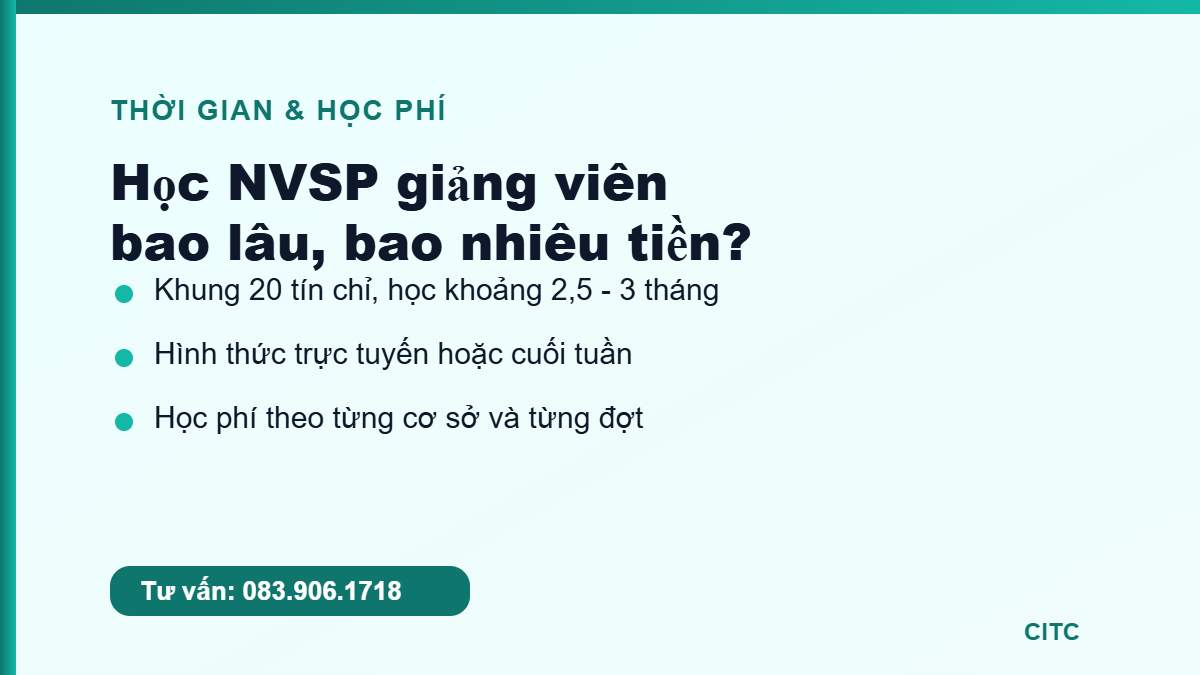 Học nghiệp vụ sư phạm giảng viên bao lâu học phí