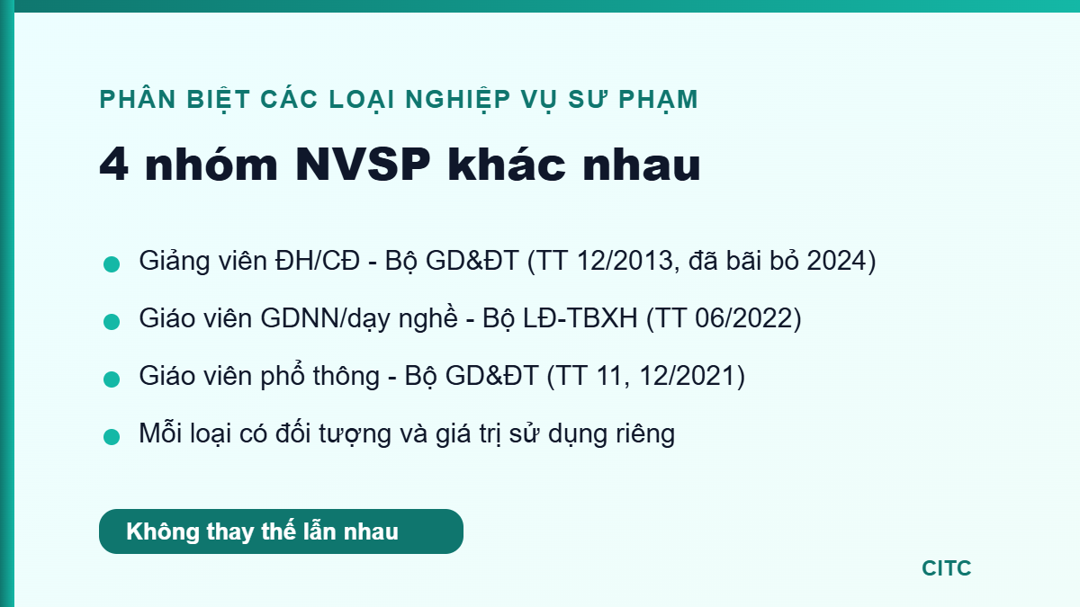 Phân biệt các loại chứng chỉ nghiệp vụ sư phạm