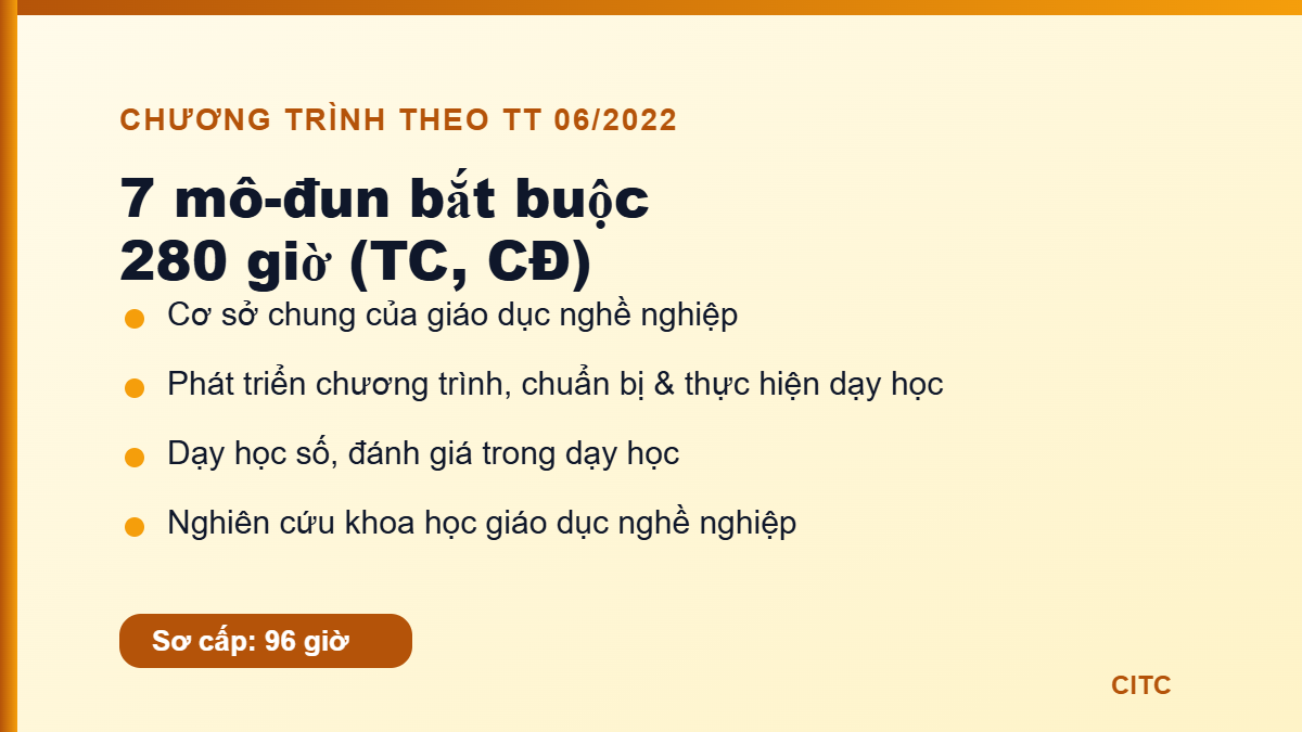 Chương trình 7 mô-đun nghiệp vụ sư phạm dạy nghề 280 giờ
