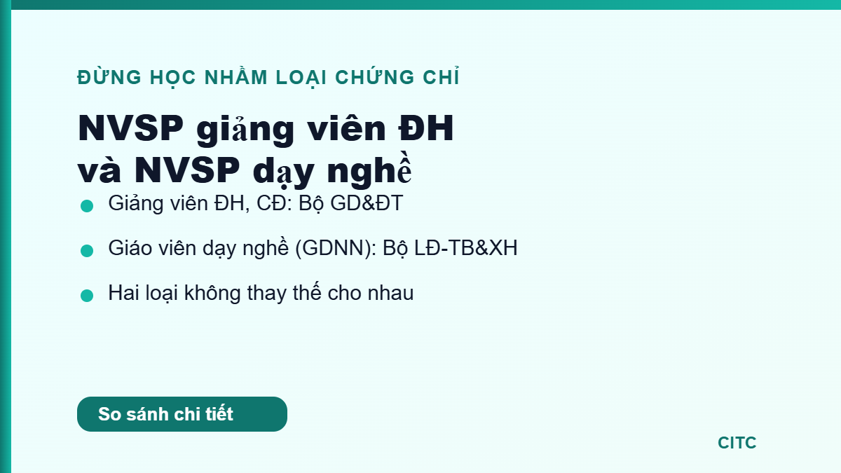 Phân biệt nghiệp vụ sư phạm giảng viên và dạy nghề