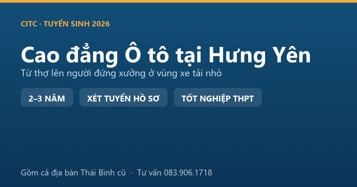 Sinh viên cao đẳng Công nghệ ô tô tại Hưng Yên sửa động cơ diesel xe tải nhỏ trong xưởng dịch vụ