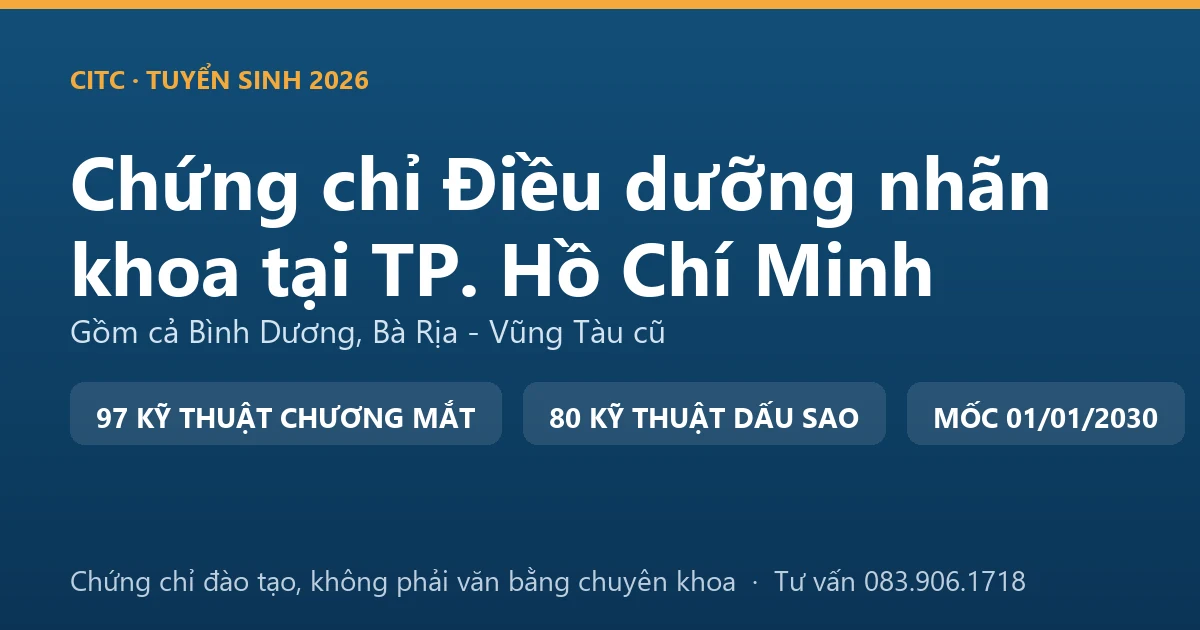 Bảng đối chiếu ba nhóm ký hiệu trong Chương VII Phụ lục số XII cho điều dưỡng làm việc gắn với mắt tại TP. Hồ Chí Minh