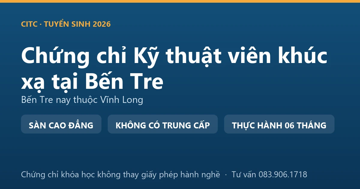 Bảng đối chiếu chứng chỉ khóa đào tạo khúc xạ với giấy phép hành nghề chức danh kỹ thuật y phạm vi khúc xạ nhãn khoa tại Bến Tre