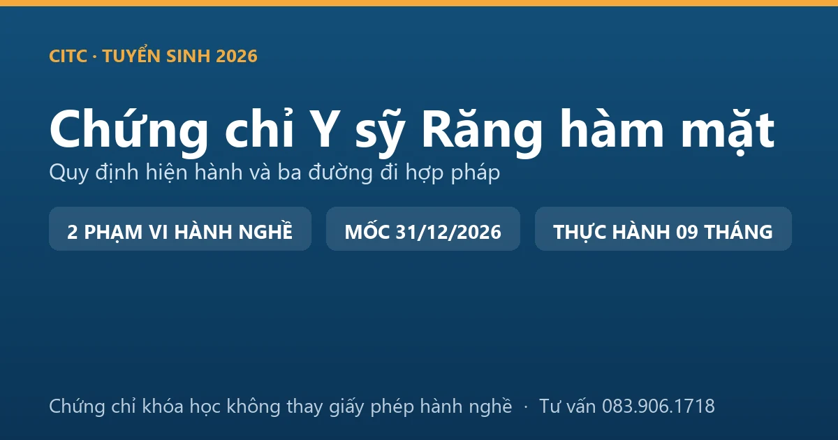 Sơ đồ phân biệt chứng chỉ khóa đào tạo răng hàm mặt với giấy phép hành nghề của các chức danh chuyên môn