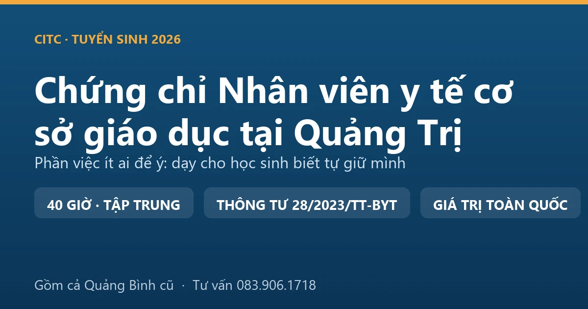 Phòng y tế trường học tại Quảng Trị, nơi nhân viên y tế cơ sở giáo dục theo dõi sức khỏe và sơ cứu ban đầu cho học sinh