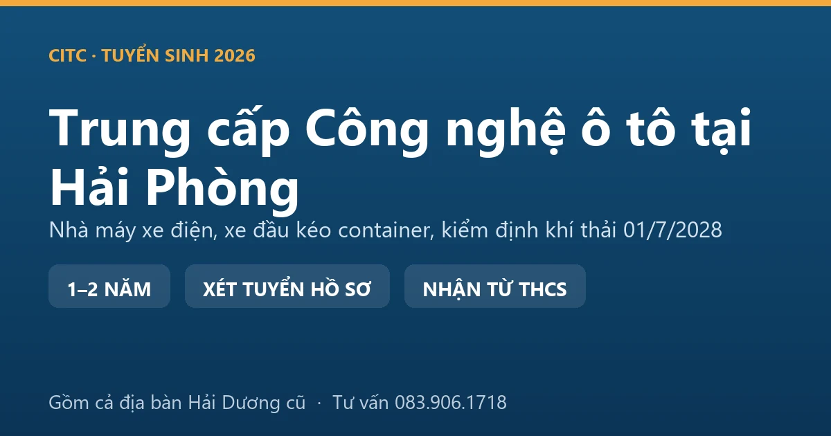 Học viên trung cấp Công nghệ ô tô tại Hải Phòng kiểm tra hệ thống khí nén trên xe đầu kéo container