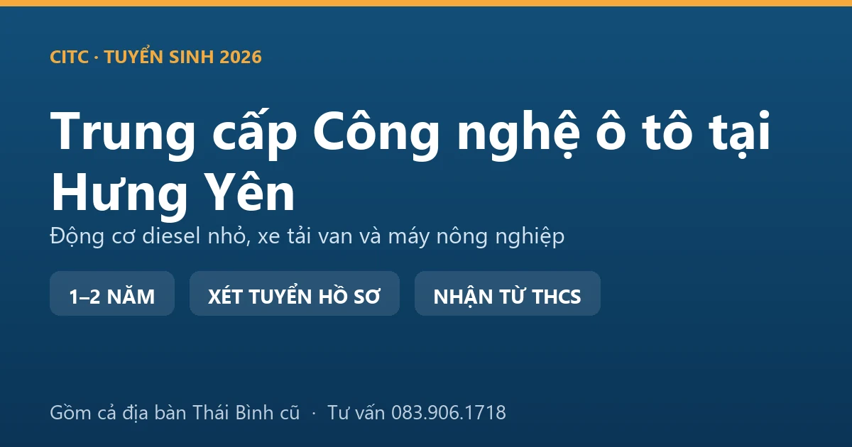 Học viên trung cấp Công nghệ ô tô tại Hưng Yên thực hành cân chỉnh kim phun trên động cơ diesel nhỏ