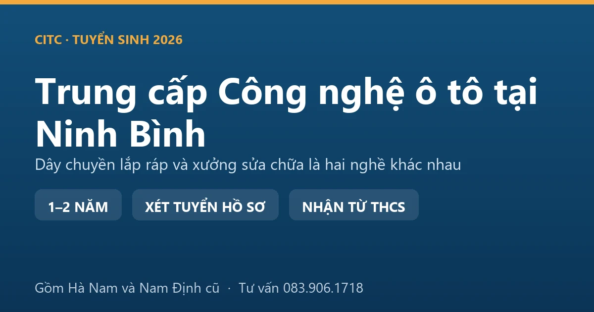 Học viên trung cấp Công nghệ ô tô tại Ninh Bình thực hành siết lực theo phiếu công đoạn lắp ráp