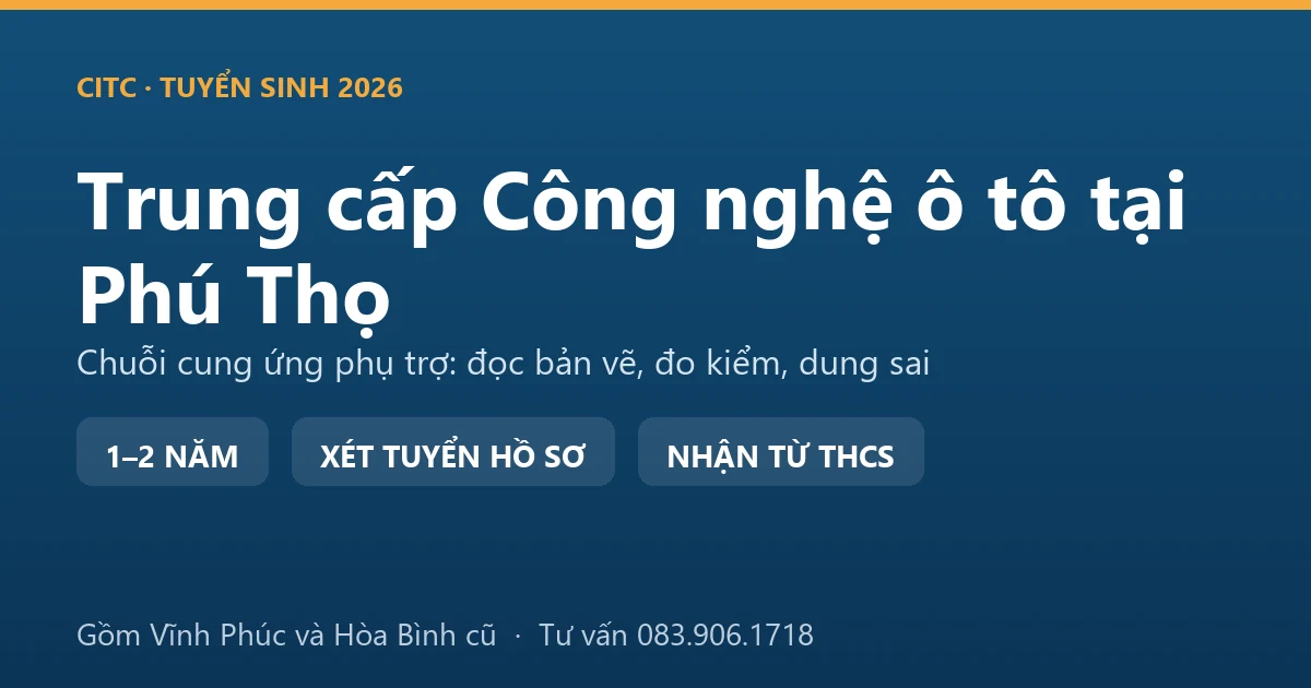 Học viên trung cấp Công nghệ ô tô tại Phú Thọ đo kiểm chi tiết linh kiện theo bản vẽ kỹ thuật
